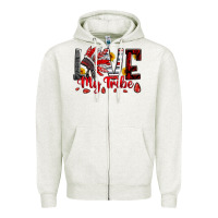 Oatmeal Heather red black grey white love my tribe indian headdres Zipper Hoodie - Artiststas
