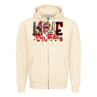 Sandshell red black grey white love my tribe indian headdres Zipper Hoodie - Artiststas
