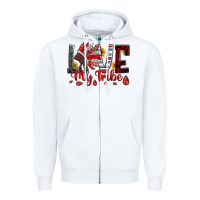 White red black grey white love my tribe indian headdres Zipper Hoodie - Artiststas