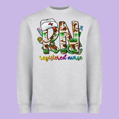 Rn Registered Nurse Heavyweight Sweatshirt Designed By Cowhidedigitalart