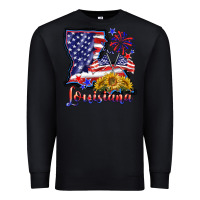 Black 4th of july  louisiana map Premium Sweatshirt - BarkalooDesign
