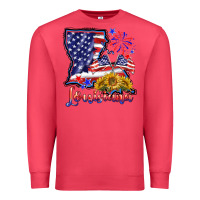 Cardinal 4th of july  louisiana map Premium Sweatshirt - BarkalooDesign