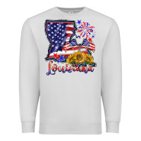 Dove Grey 4th of july  louisiana map Premium Sweatshirt - BarkalooDesign