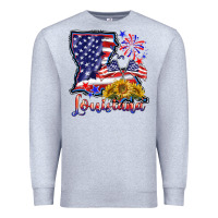 Heather Grey 4th of july  louisiana map Premium Sweatshirt - BarkalooDesign