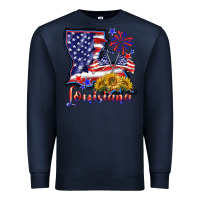 Navy 4th of july  louisiana map Premium Sweatshirt - BarkalooDesign