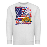 Oatmeal Heather 4th of july  louisiana map Premium Sweatshirt - BarkalooDesign