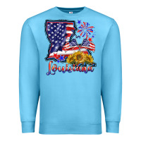 Ocean Blue 4th of july  louisiana map Premium Sweatshirt - BarkalooDesign