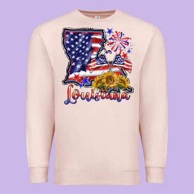 4th Of July  Louisiana Map Premium Sweatshirt Designed By Barkaloodesign