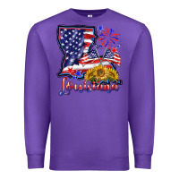 Purple 4th of july  louisiana map Premium Sweatshirt - BarkalooDesign