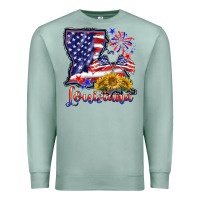 Seafoam 4th of july  louisiana map Premium Sweatshirt - BarkalooDesign