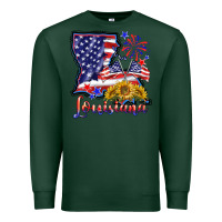 Sports Green 4th of july  louisiana map Premium Sweatshirt - BarkalooDesign