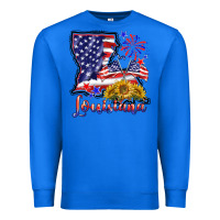 True Royal 4th of july  louisiana map Premium Sweatshirt - BarkalooDesign