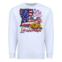 White 4th of july  louisiana map Premium Sweatshirt - BarkalooDesign
