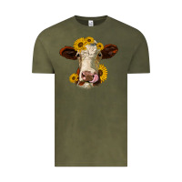 Vintage Olive hereford cattle sunflowers heifer Vintage Tee - Jasminsmagicworld