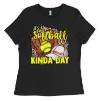 It's A Softball Kinda Day Leopard Ladies Tee | Teevron