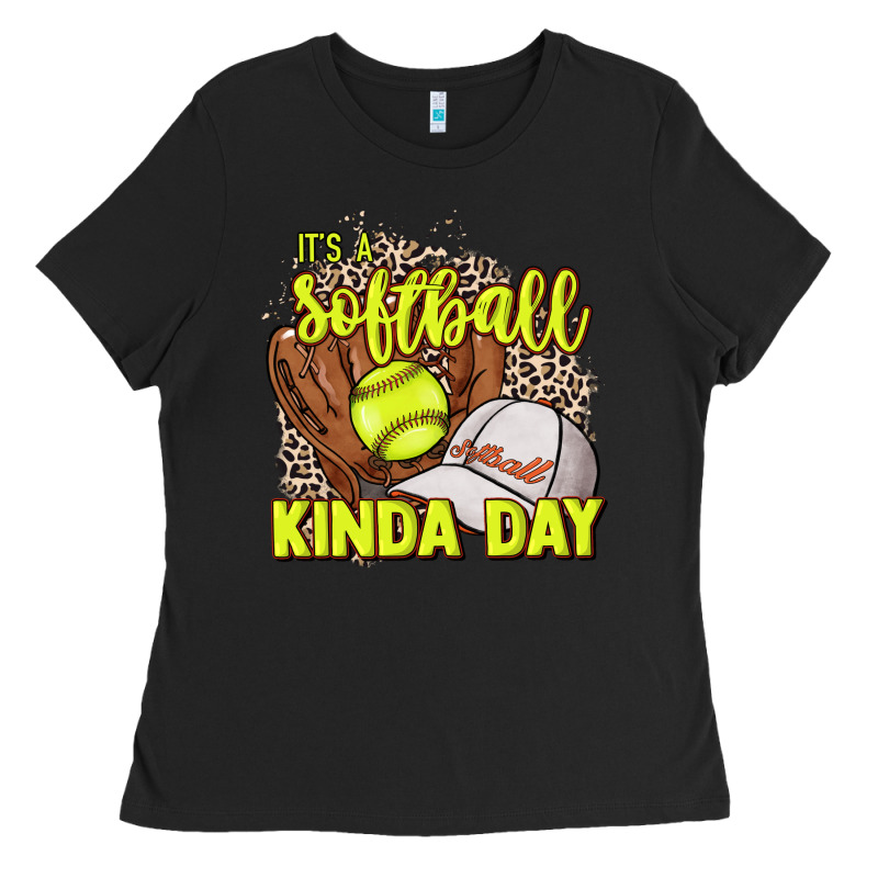 It's A Softball Kinda Day Leopard Ladies Tee by NancyCooperArtShop | Teevron