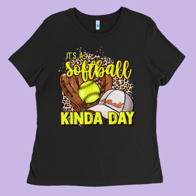 It's A Softball Kinda Day Leopard Ladies Tee Designed By Nancycooperartshop