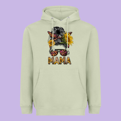 Mess Bun Mama Sunflowers Heavyweight Hoodie Designed By Barkaloodesign