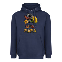 Navy mess bun mama sunflowers Heavyweight Hoodie - BarkalooDesign