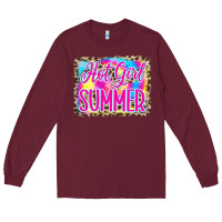 Burgundy Hot Girl Summer Tie Dye Leopard Long Sleeve Tee - CowCowDesign