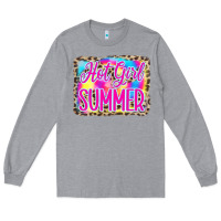Heather Grey Hot Girl Summer Tie Dye Leopard Long Sleeve Tee - CowCowDesign