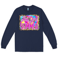 Navy Hot Girl Summer Tie Dye Leopard Long Sleeve Tee - CowCowDesign