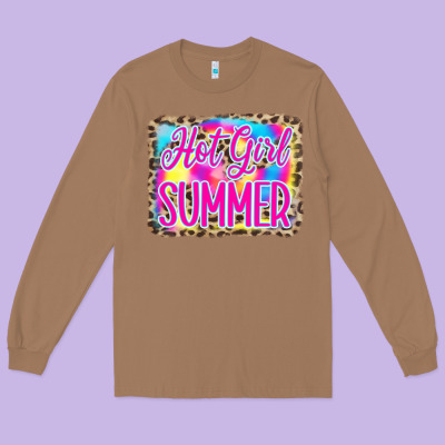 Hot Girl Summer Tie Dye Leopard Long Sleeve Tee Designed By Cowcowdesign