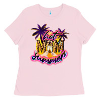 Bubblegum Pink Hot Mom summer Ladies Tee - NancyCooperArtShop