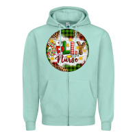 Seafoam Christmas Jolly Nurse Zipper Hoodie - Artiststas
