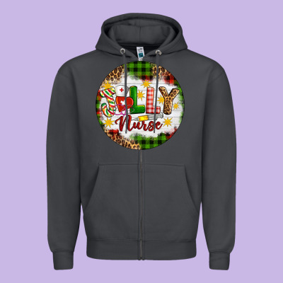 Christmas Jolly Nurse Zipper Hoodie Designed By Artiststas