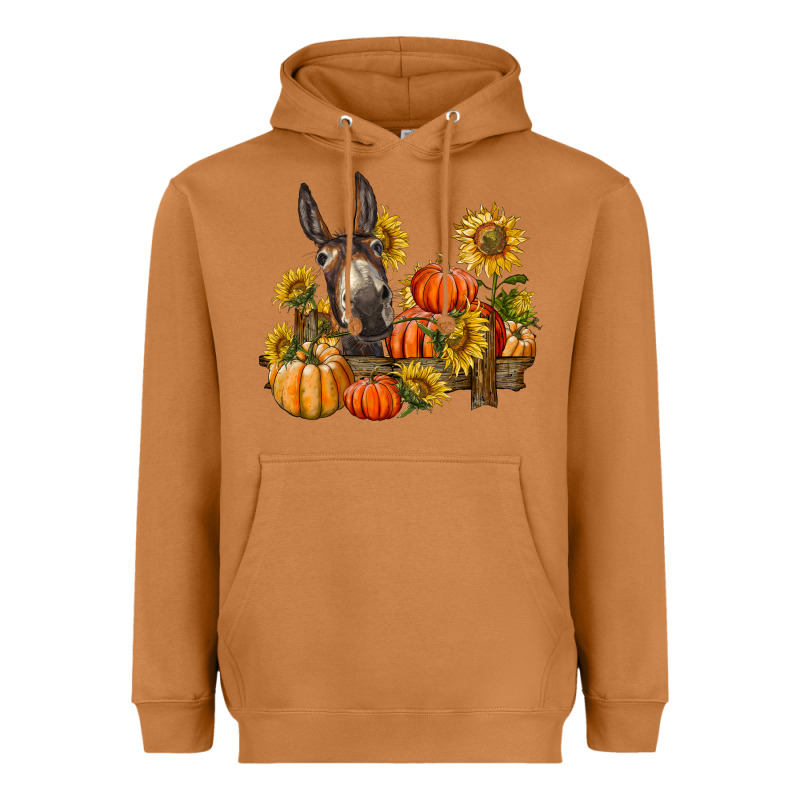 Donkey Sunflower And Pumpkin Farm Heavyweight Hoodie by BarkalooDesign | Teevron