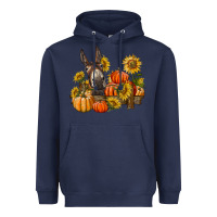 Navy donkey sunflower and pumpkin farm Heavyweight Hoodie - BarkalooDesign
