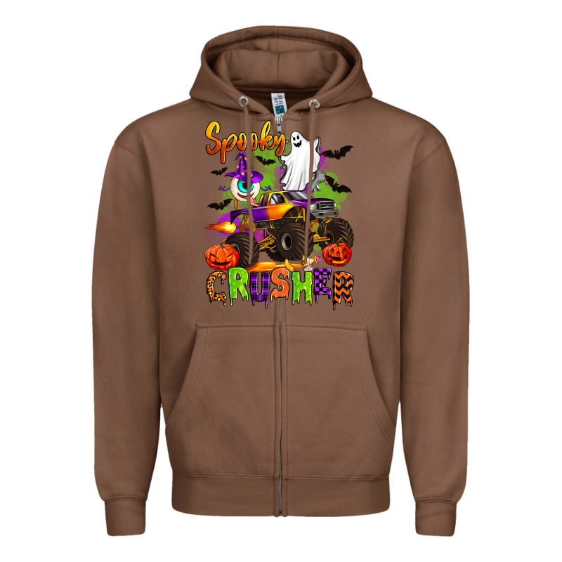 Spooky Cruhser With Monster Truck Zipper Hoodie by Artiststas | Teevron