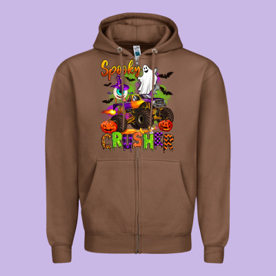 Spooky Cruhser With Monster Truck Zipper Hoodie Designed By Artiststas