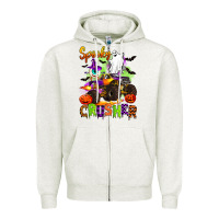 Oatmeal Heather spooky cruhser with monster truck Zipper Hoodie - Artiststas