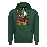 Sports Green spooky cruhser with monster truck Zipper Hoodie - Artiststas