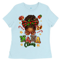 Baby Blue Nana Claus Afro Messy Bun Ladies Tee - texasbilliewilder