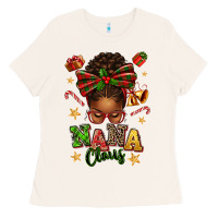 Nana Claus Afro Messy Bun Ladies Tee | Teevron