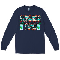 Navy Summer Time Cowhide Serape Long Sleeve Tee - CowCowDesign