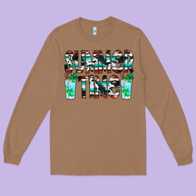 Summer Time Cowhide Serape Long Sleeve Tee Designed By Cowcowdesign