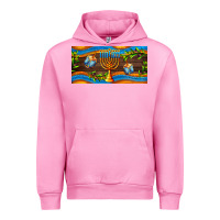 Fuchsia Pink hanukkah with candlestick Urban Hoodie - AdoDesignShop