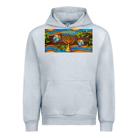 Heather Grey hanukkah with candlestick Urban Hoodie - AdoDesignShop