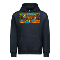 Navy hanukkah with candlestick Urban Hoodie - AdoDesignShop