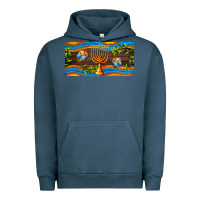 Pigment Midnight Navy hanukkah with candlestick Urban Hoodie - AdoDesignShop
