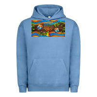 Pigment Pebble Blue hanukkah with candlestick Urban Hoodie - AdoDesignShop