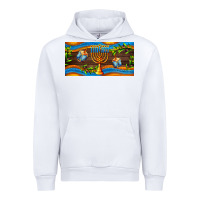 White hanukkah with candlestick Urban Hoodie - AdoDesignShop