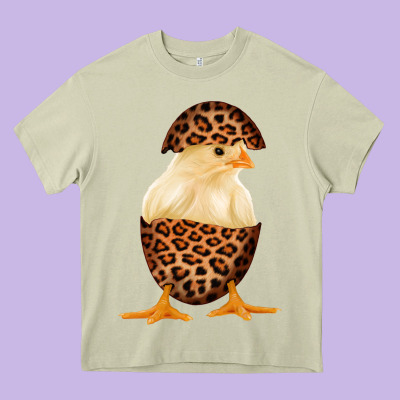 Chick With Leopard Eggshell Heavy Core Tee Designed By Bettercallsaul