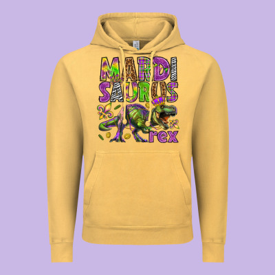Mardi Saurus Rex Vintage Hoodie Designed By Howdyjamesfarm
