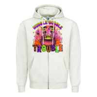 Oatmeal Heather hubble bubble trouble Zipper Hoodie - Artiststas