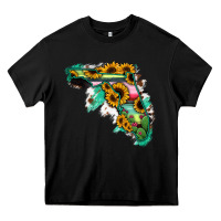 Black Florida Map with Sunflower and Serape Cactus Heavy Core Tee - Bettercallsaul
